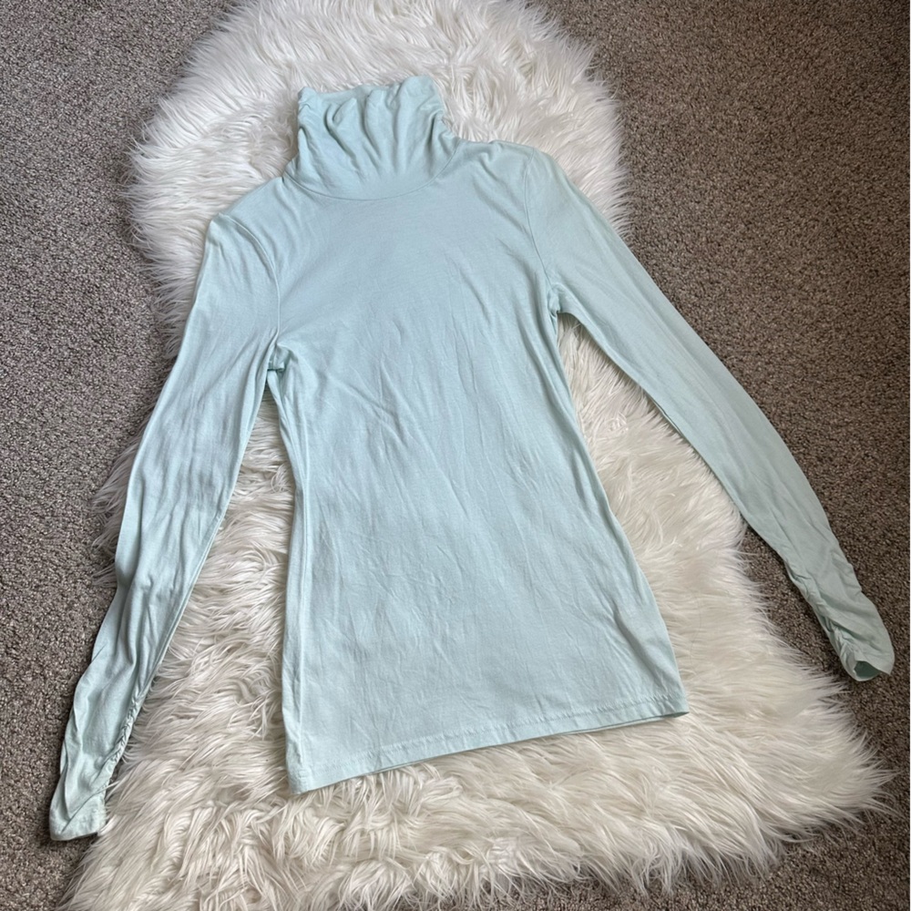 Light Blue Long Sleeve Turtleneck Top